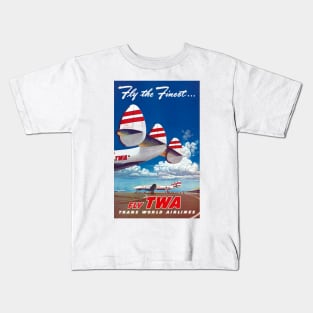 Vintage Travel Poster USA Trans World Airlines Kids T-Shirt